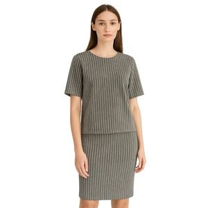 Ann Taylor Two-Pc Skirt Set Women's Striped Gray Career Business Office Ladies‎